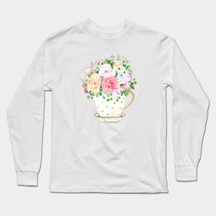 Flowers in a cup watercolor Long Sleeve T-Shirt